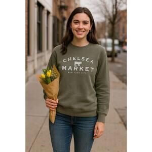NYC Chelsea Market Green Crewneck Sweatshirt Sweater New York City NY